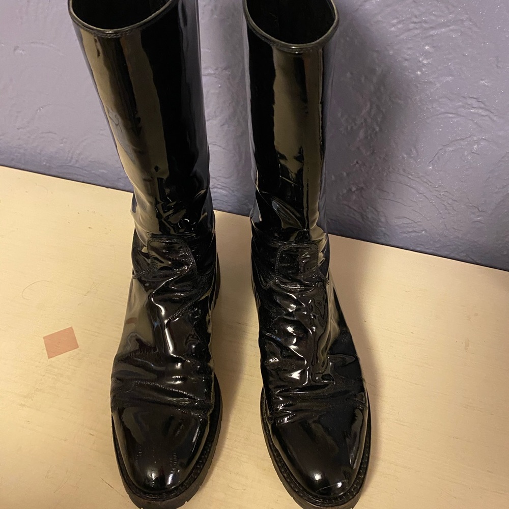 CHANEL patent leather boots